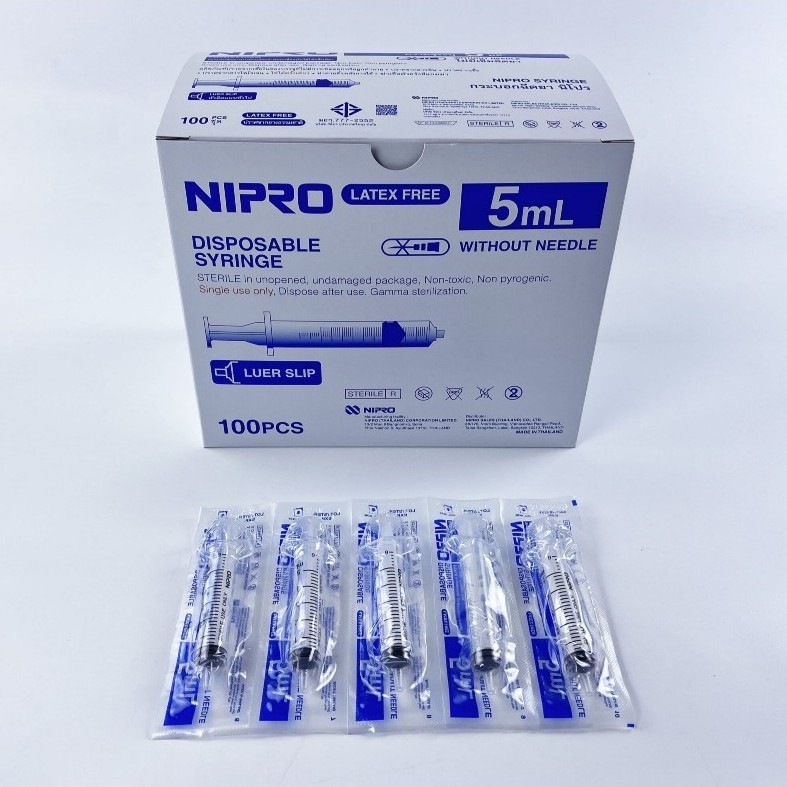 Nipro Syringe 3cc,5cc ไซริ้ง กระบอกฉีดยา ขนาด 3ml,5ML(100ชิ้น/กล่อง)