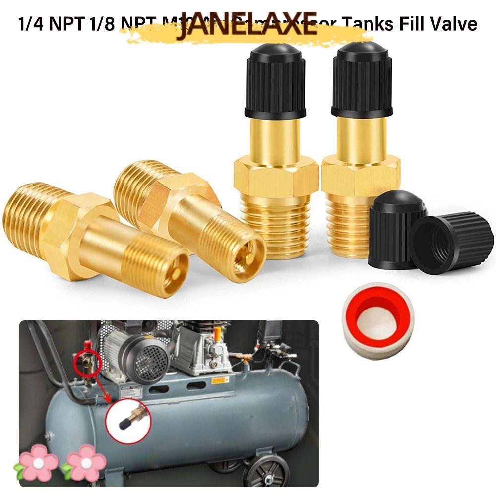 JANELAXE932JN วาล์ว Schrader, ทองเหลือง Anti-Corrsion Air Compressor ถังเติมวาล์ว, 1/4 NPT 1/8 NPT M