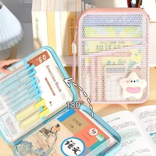 โปร่งใสขนาดใหญ่ความจุแฟ้มกระเป๋า Multi-Layer Organizer สําหรับ A4/A5 กระดาษหนังสือแท็บเล็ตและเครื่องเขียนแบบพกพาโรงเรียนกรณี