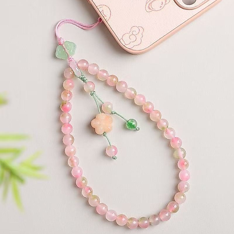 ธรรมชาติ Chalcedony สาวหัวใจโทรศัพท์มือถือ Lanyard หญิงประณีต High-End ข้อมือลูกปัดโทรศัพท์มือถือสร้อยคอจี้