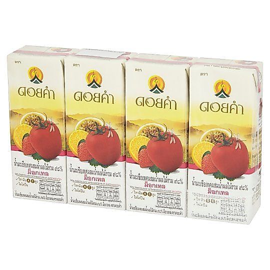 ดอยคำน้ำมะเขือเทศผสมน้ำผลไม้รวม 98% 200 มล. แพ็ค 4 DOIKHAM 98% TOMATO JUICE MIX FRUIT 200ML PACK 4