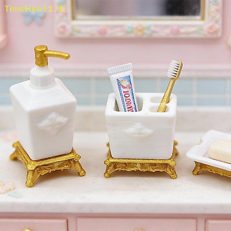 TimeHee Miniature 1 12 Scale Dollhouse ห้องน้ําผู้ถือแปรงสีฟันชุด 1 3 ชิ้นที่สมจริง Mini อุปกรณ์เสริมสําหรับ Home TH