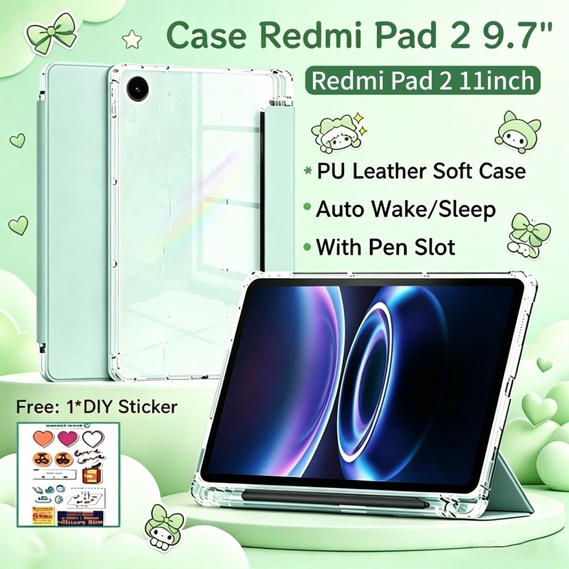 เคส Redmi Pad 2 9.7 นิ้วพร้อมช่องเสียบปากกาโปร่งใสด้านหลังเคสแม่เหล็ก Redmi Pad 2 11 นิ้ว / Redmi Pa