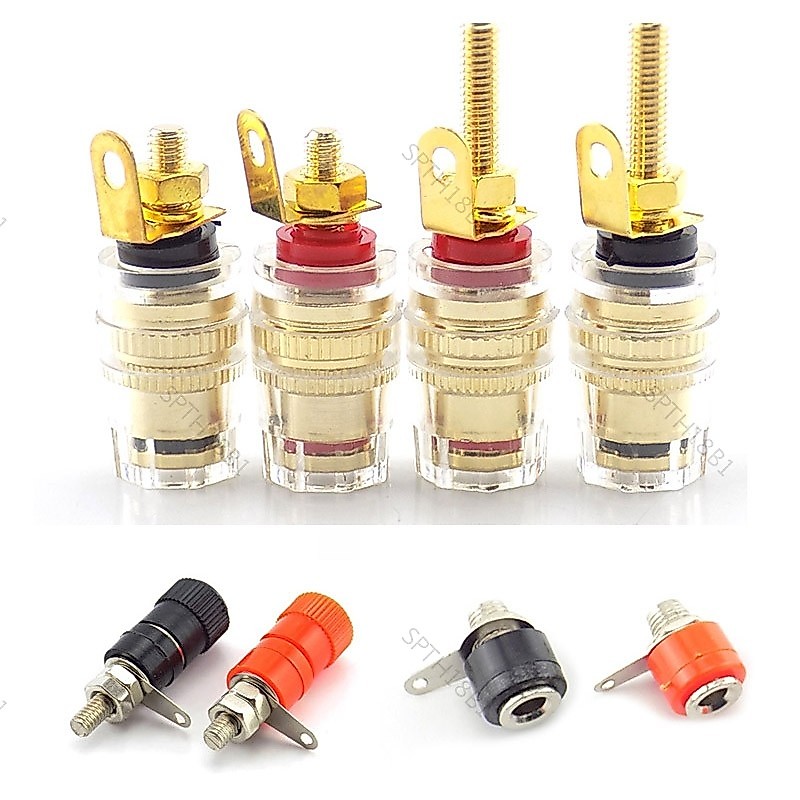 Terminal Binding Post Audio 4mm Banana Plug Socket Jack Connector Thread เครื่องขยายเสียงขนาดกลางลําโพง Spade TH18B1