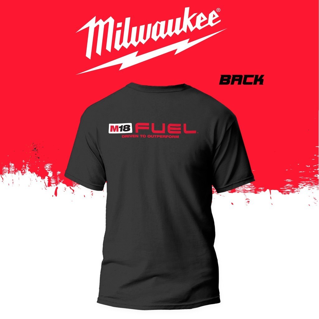 พร้อมส่ง เสื้อยืดผู้ชาย Milwaukee M18 โพลีเฟลกลายหน้าหลัง รูปที่ 3