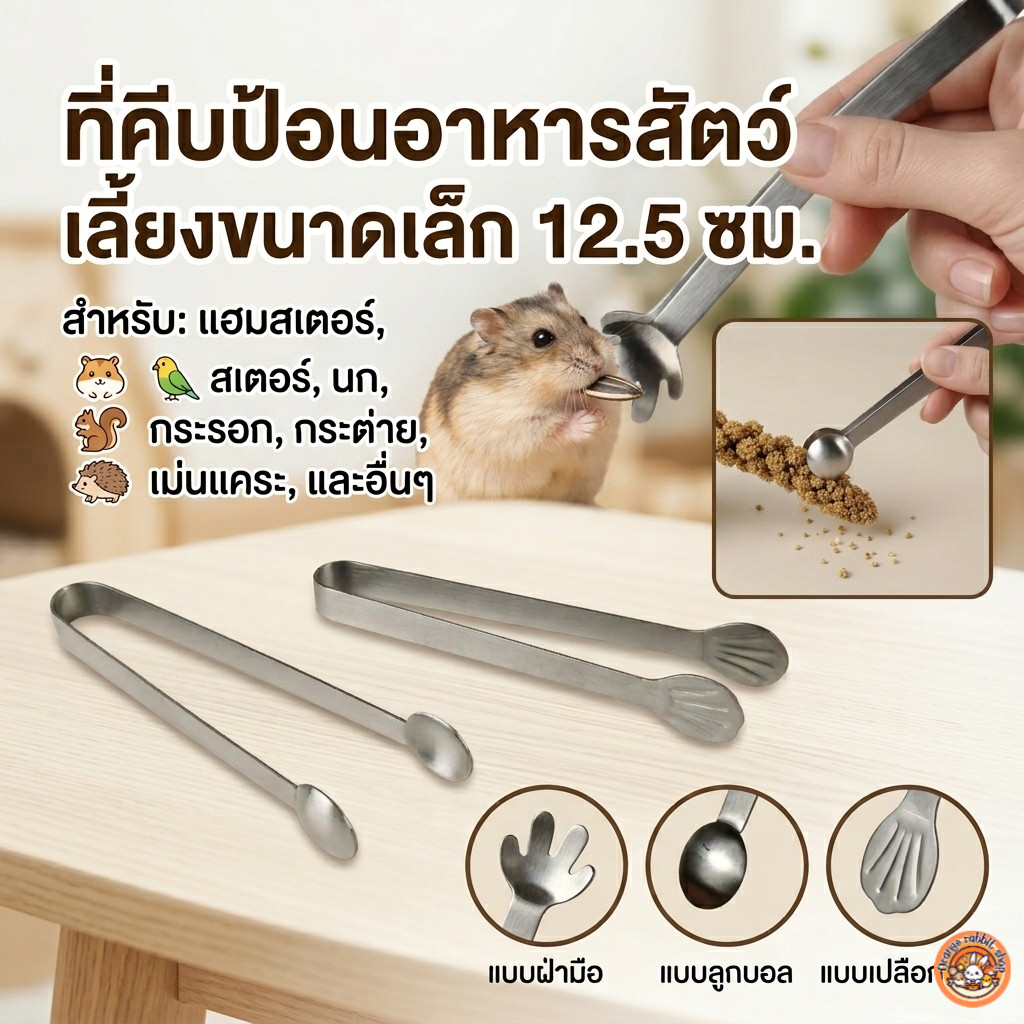 ORS ที่คีบอาหารสัตว์เลี้ยงขนาดเล็ก 12 ซม. ที่คีบขนมแฮมสเตอร์ นก กระต่าย ชูการ์ไกลเดอร์ เม่นแคระ สเตนเลสแท้ มี 3 แบบ