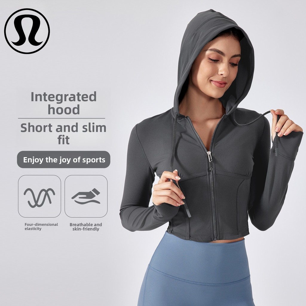 Lulu สินค้าใหม่กีฬากลางแจ้งฟิตเนสสั้น Slim-fit Slimmer ดูโยคะสวมแจ็คเก็ต