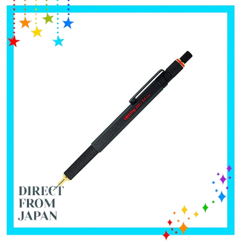 Rotring ROTRING800 Black, Sliver Mechanical Pencil 0.5-0.7mm Rotating Knock Type 1904447