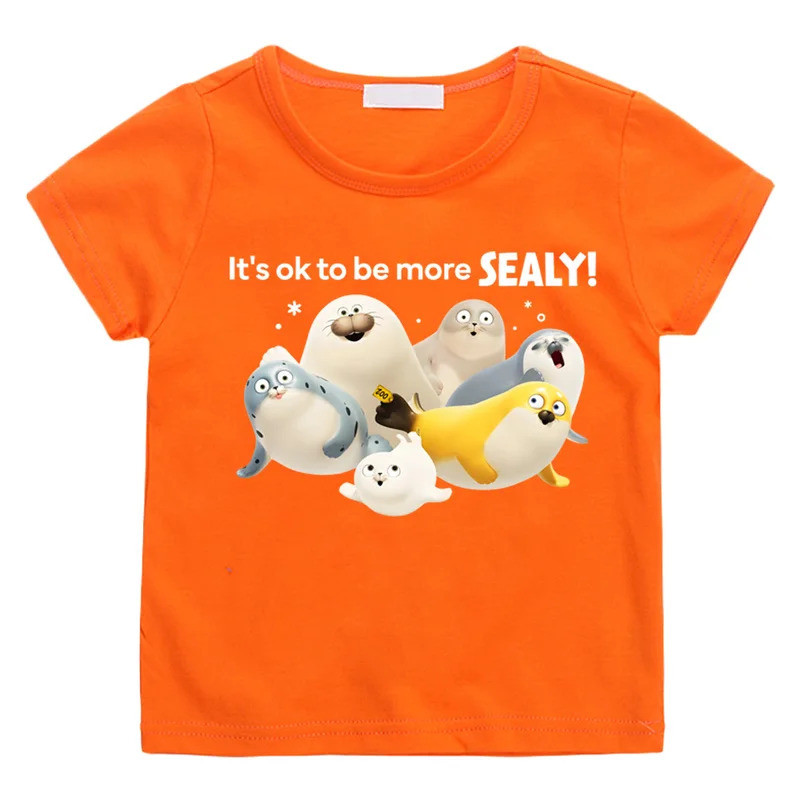 [มีสินค้า] 2026NEW เสื้อยืด Sealook ผ้าฝ้าย 100% คอกลม ลายการ์ตูนสำหรับเด็กชาย/เด็กหญิง เสื้อยืดลายก