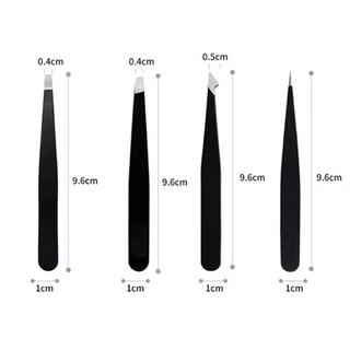 NICE 4pcs/set แหนบถอนขนสแตนเลส แหนบถอนขนคิ้ว ถอนหนวด เครา ถอนผมหงอก ถอนขนรักแร้ ปลายแม่นยำ ใช้งานง่าย
