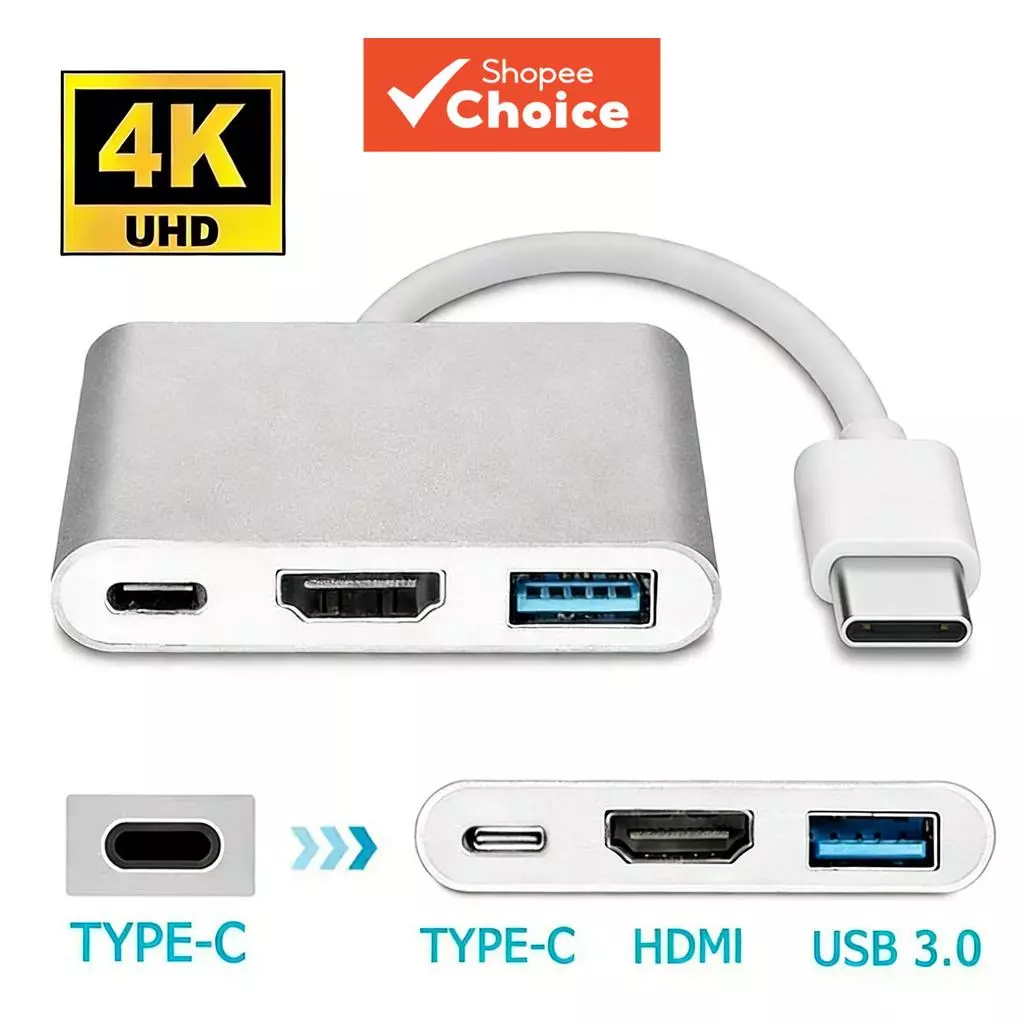 อะแดปเตอร์ HDMI HDTV ที่รองรับฮับวิดีโอทีวีสําหรับโปรเจคเตอร์ Type-C แปลงพอร์ต USB C เป็น 4K