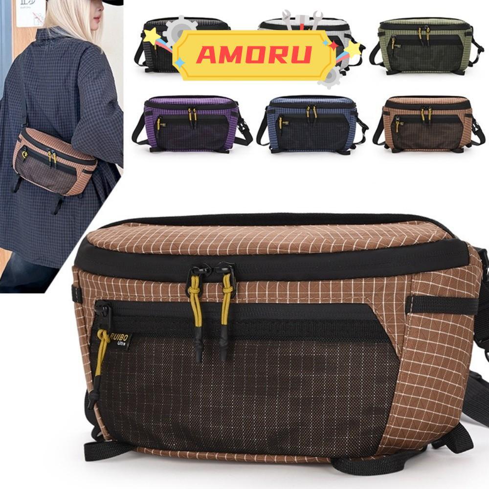 AMOR12U7 Outdoor Hiking Fanny Pack, กระเป๋าคาดเอว Crossbody มัลติฟังก์ชั่น, อินเทรนด์น้ําหนักเบาหลาย