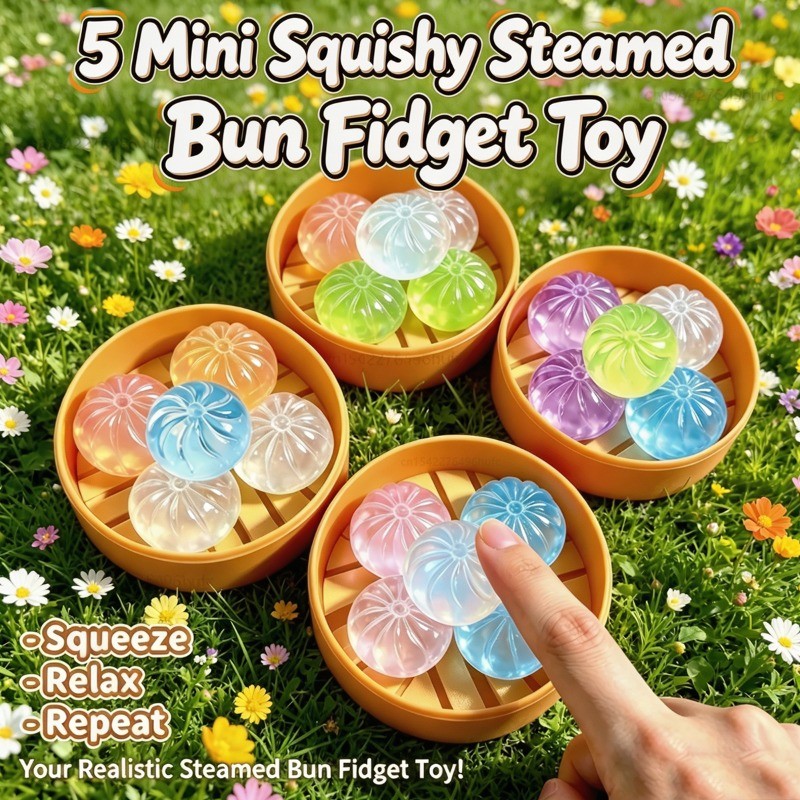 5 ชิ้น Mini Dumpling Squishy ความเครียดบรรเทาของเล่น Steamer คริสตัลนุ่มเกี๊ยว Fidget Sensory Squeeze Ball ตารางตกแต่งของขวัญ