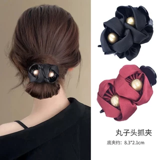 Simple Pearl Bud Grab Clip หญิง High-End Feel สไตล์ใหม่ด้านหลังหัว Anti-slip Ball กิ๊บติดผม Headdress