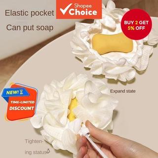 Soft Skin-Friendly Floral Lace Bath Sponge - 2-in-1 Soap Storage Bag for Shower Gel and Exfoliator