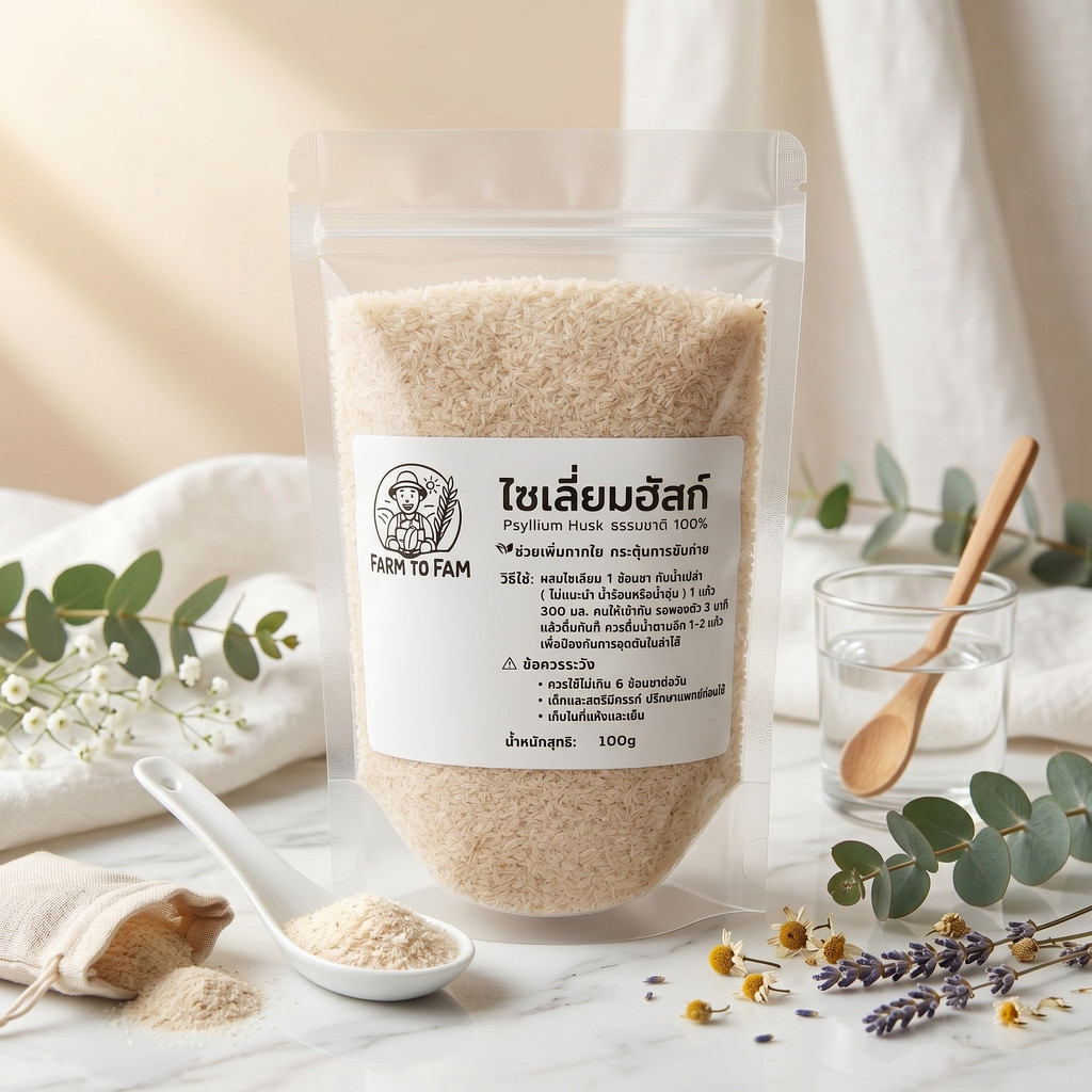 ไซเลี่ยมฮัสค์ (Psyllium Husk) เกรดพรีเมี่ยม Purity 99%  ดูแลลำไส้