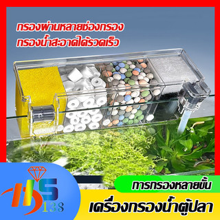 กล่องกรองน้ำแขวนขอบตู้ปลา กรองตู้ปลา กรองบนตู้ปลา เพิ่มออกซิเจน ระบบน้ำวน เหมาะสำหรับตู้ปลาขนาดเล็ก