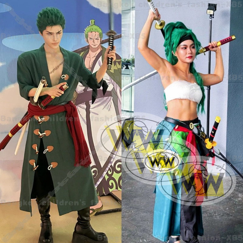 Roronoa Zoro 2nd Cosplay Costume Outfits One Piece Kimono Robe Halloween Cloak Suits For Men ชุดคอสเพลย์วันพีช เสื้อคลุม