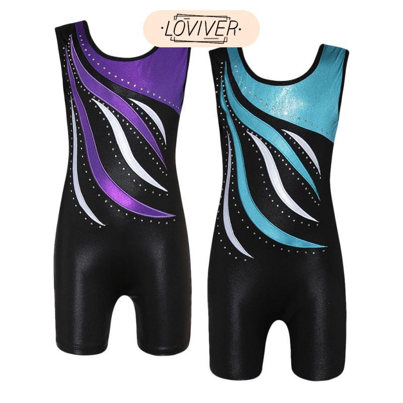 สาวเต้นรํายิมนาสติก Leotards โลหะถังกางเกงขาสั้นเด็กกีฬา Unitard Stage Performance Dance สวมใส่