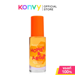 NATURE'S LOVE Honey & Argan Hair Oil Serum 30ml ออยล์เซรั่มบำรุงผม เนเจอร์ส เลิฟ ลดผมฟู ล็อกผมตรงสวยตลอดวัน.