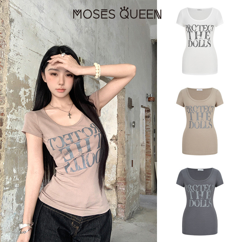 MOSESQUEEN เสื้อยืดแขนสั้นแบบเบาและระบายอากาศได้ดี เหมาะสำหรับการสวมใส่วันdaily wear สไตล์เรียบง่าย อินเทรนด์ #63444