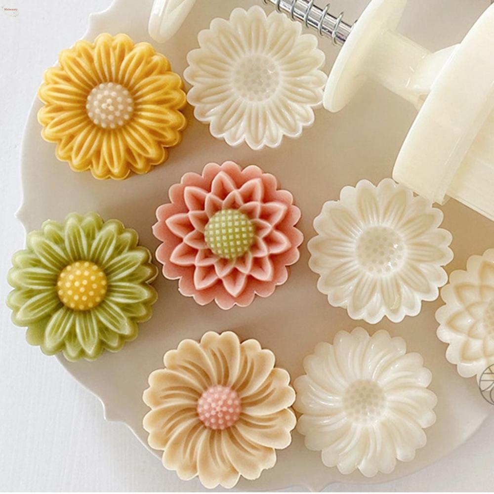MXBEAUTY เครื่องมือทําขนม พายลายดอกไม้ ทํา DIY 3D Mini 1 ชุด ที่กดขนมไหว้พระจันทร์