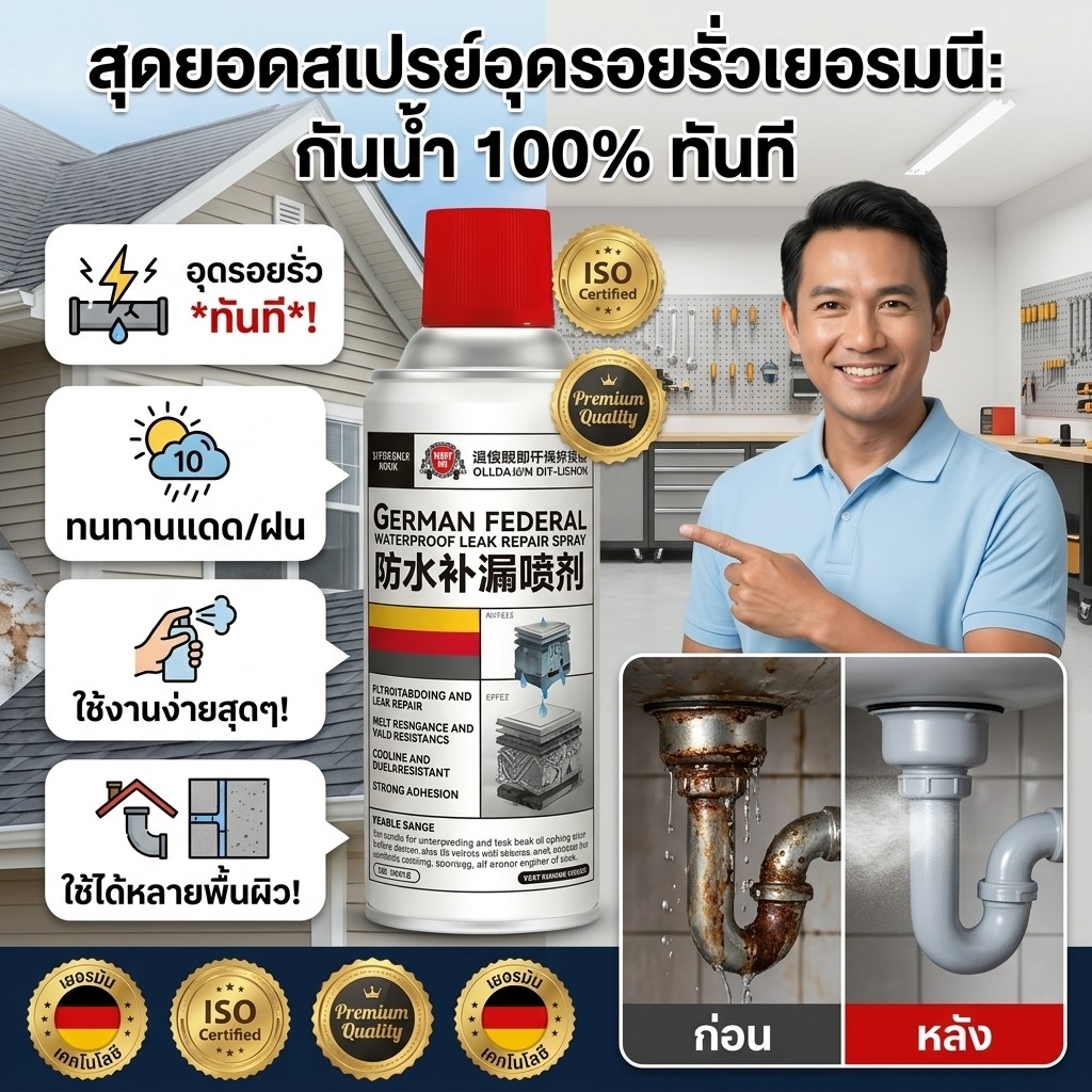 【การป้องกันการรั่วไหล】สเปรย์กันซึมและซ่อมแซมรอยรั่วบนหลังคา สเปรย์กันน้ำนำเข้า กาวกันน้ำ สเปรย์กันน้ำ กาวซีลกันน้ำ