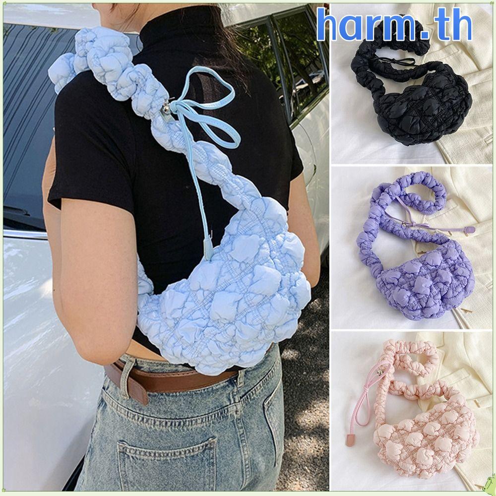 HARM Messenger Bag กระเป๋าสะพายแบบคลุมเมฆสีทึบ ดีไซน์.Simple Bubbles สำหรับผู้หญิง