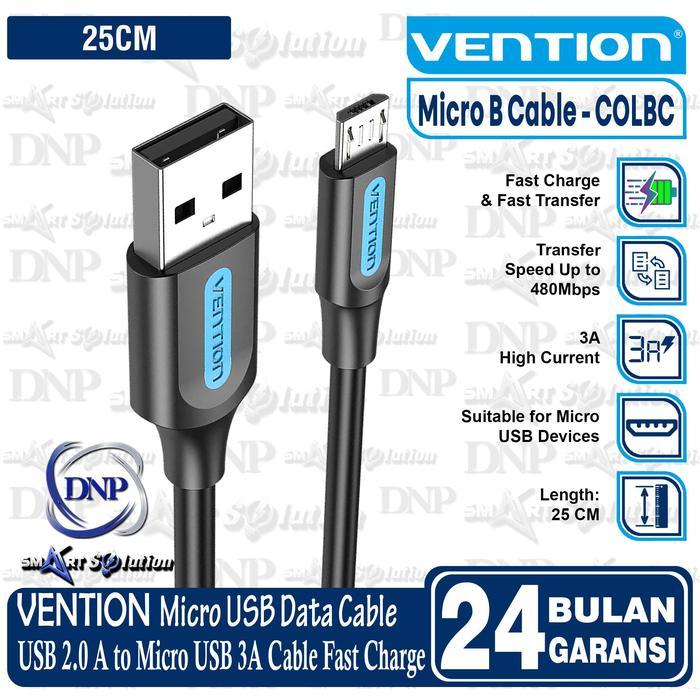Vention USB A to Micro USB Fast Charging Data Cable 3A 1M 2M 3M - COL - COLBC --- 25CM