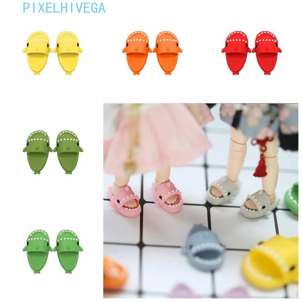 PIXELHIVEGA Ob11 ตุ๊กตา Shark รองเท้าแตะ, Mini Shark Shape BJD12 ตุ๊กตารองเท้า,รองเท้ารูตกแต่งพลาสติ