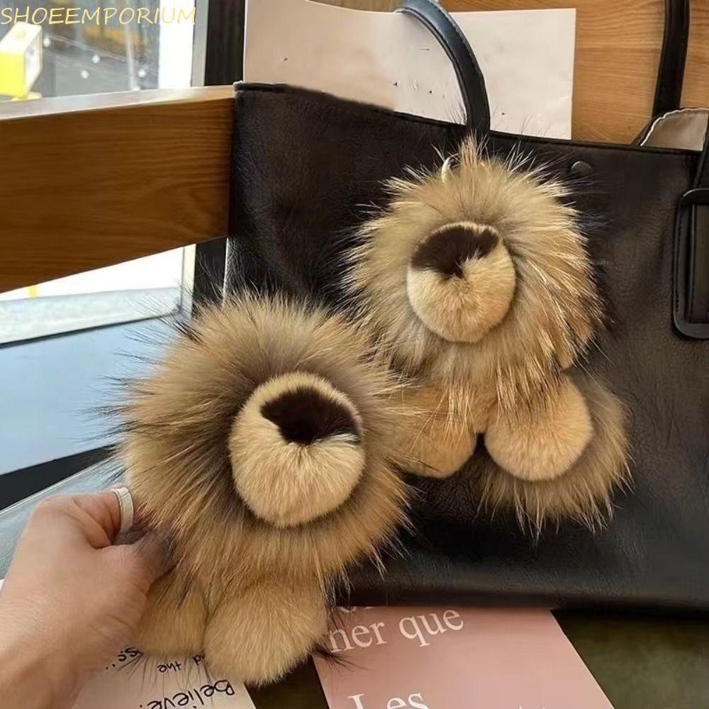 SHOEEMPORIUM Lion Plush จี้,ยาว Mane ตุ๊กตาพวงกุญแจสิงโต,ตุ๊กตาพวงกุญแจหางนุ่มจําลองกระต่ายขนสัตว์สัตว์น่ารักพวงกุญแจกระเป๋าเป้สะพายหลังตกแต่ง