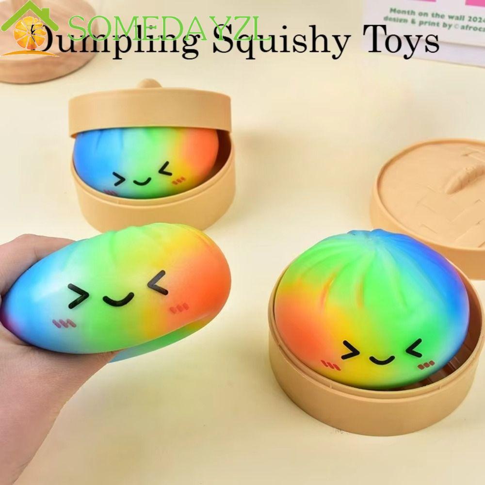 SOMEDAYZL Dumpling Squishy ของเล่น,น่ารักนุ่มช้า Rebound Squishy Dumpling,ชายหญิงหยิกช้า Rising Rainbow สี Sensory Fidget Ball ของขวัญเด็ก