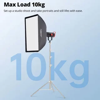 ขาตั้งไฟสแตนเลส สูง 2.8 เมตร ทนงานหนัก รองรับ SoftBox MonoLight และอุปกรณ์ถ่ายภาพ