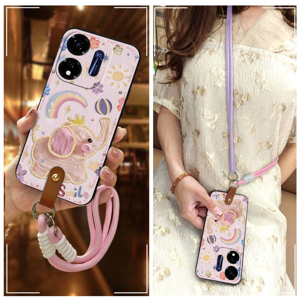 Crossbody Anti-ฝุ่นเคสโทรศัพท์สําหรับItel P55/Power55/P661N TPU Dirt-resistant Lanyardการ์ตูนทนทานป้
