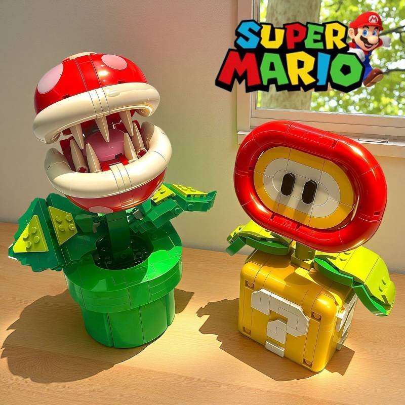 Crazy Mario Series Boys Difficult Cannibal Flower Flame Flower Assembled Toys uAQ1