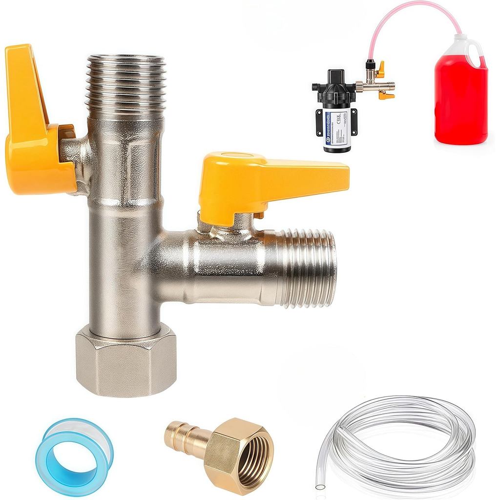 อัพเกรด RV Winterizing Kit, ส่วนฤดูหนาว RV ไหลเต็ม, RV 3-Way By-Pass Valve Replacement Kit, Unrestic