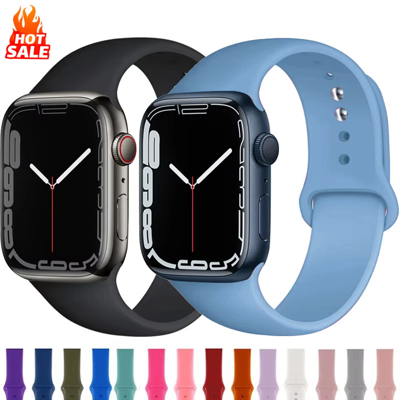 สายซิลิโคนสําหรับ Apple Watch ขนาด 38/40/41/42/44/45/46/49 มม. พร้อมเคสพิเศษ 2 ชิ้น สําหรับ Series 10/9/8/3