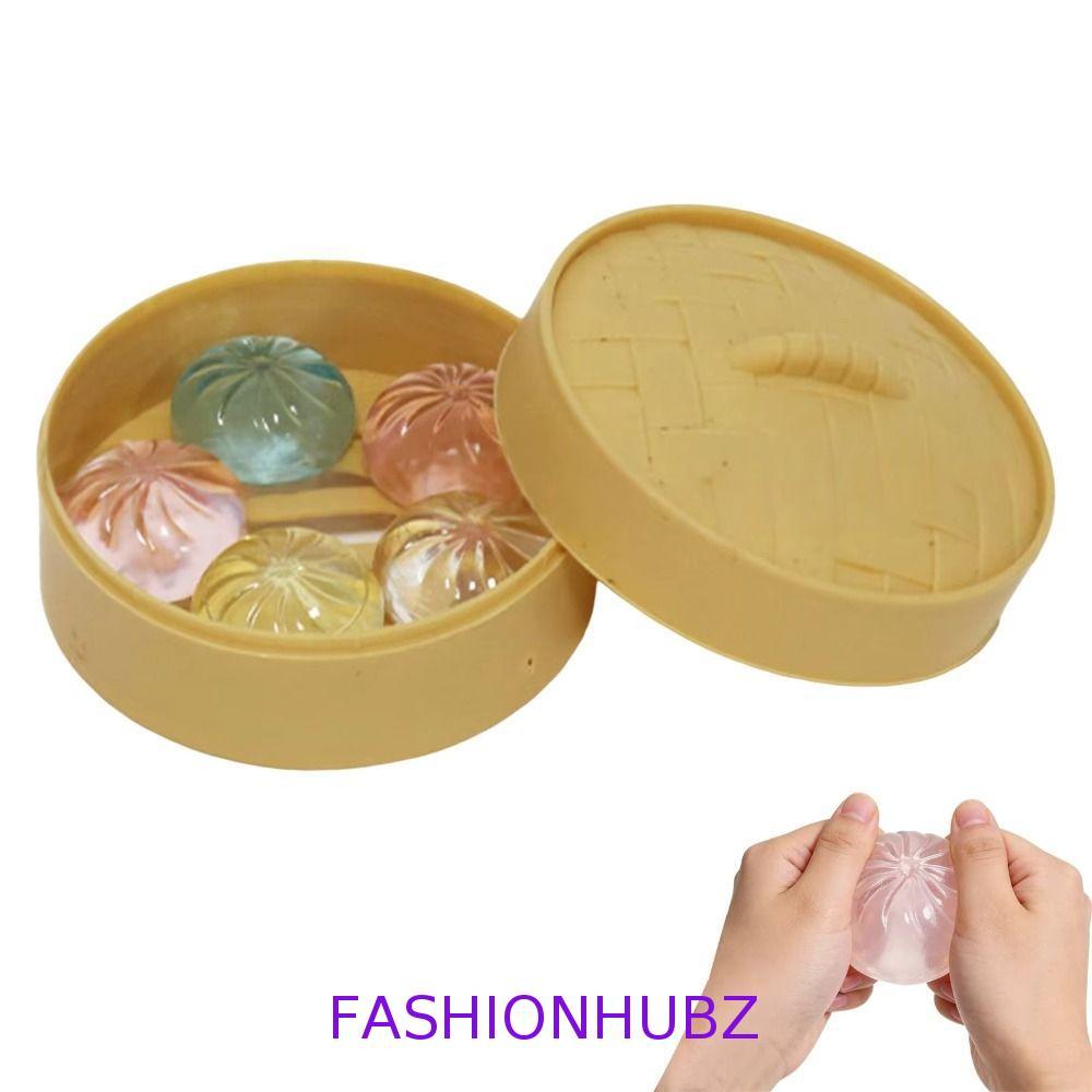 FASHIONHUBZ Steamer Bun ของเล่น,คริสตัล Squeezable Mini เกี๊ยว Squishy, นักเรียน Fidget น่ารักหยิก Steamer Sensory ของเล่นเด็กของเล่น