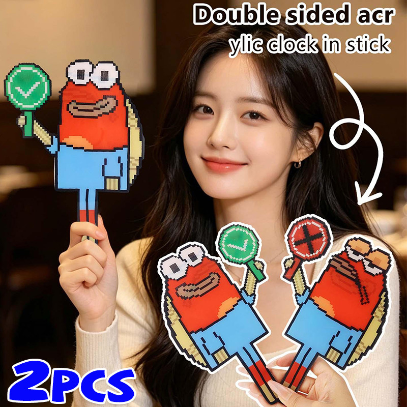 ป้ายสัญลักษณ์การ์ตูน Clownfish - อะคริลิคเรียบ Dual Side Handheld Stick Prop สําหรับการบันทึก Vlog ท