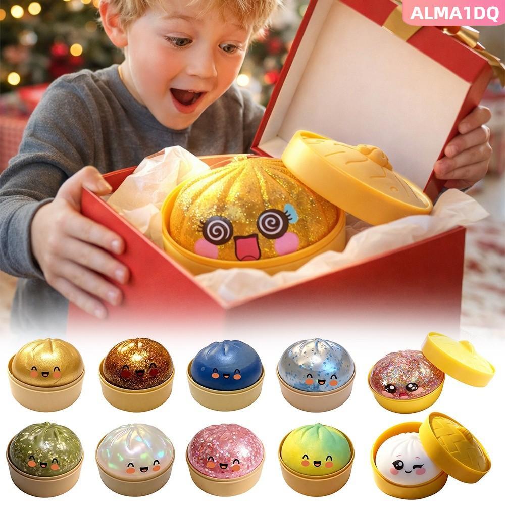 ALMA1DQ Dumplings Box Squishy Toy, Slow Resilience Soft Steamed Bun Squishy Pinch Le, ของขวัญพร้อม S