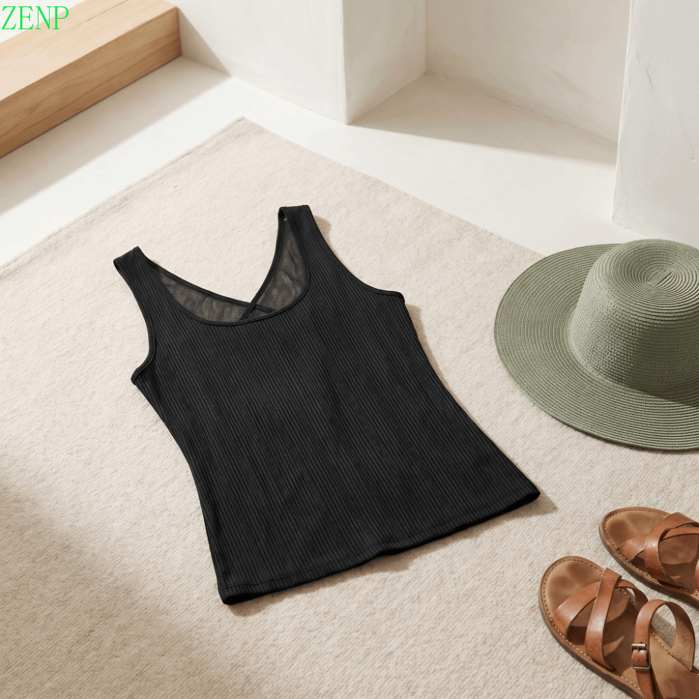 ZENPULSE ตาข่าย Splicing Top, ชุดชายหาดแขนกุดผู้หญิง Crop Top, Backless ฤดูร้อนลึก V คอสีทึบผู้หญิงเ