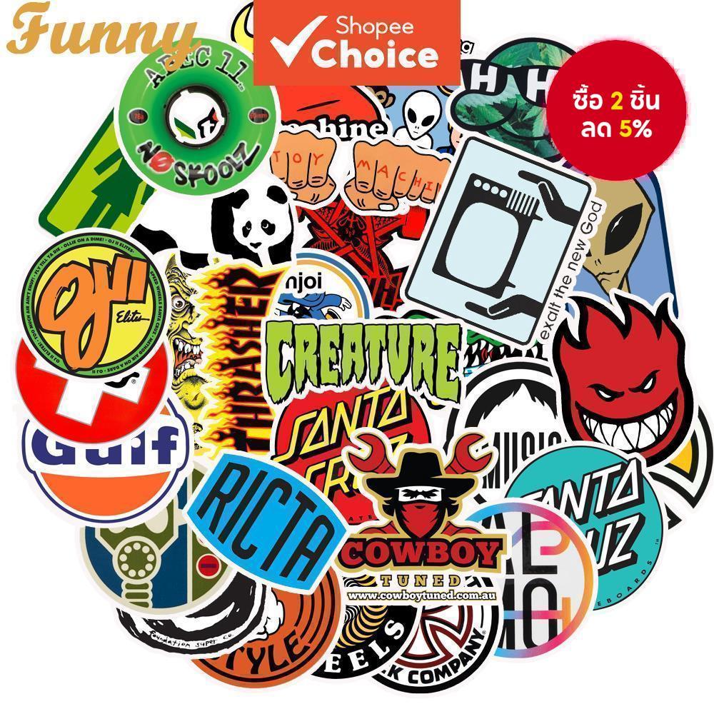 สติ๊กเกอร์แบรนด์สเก็ต 50 ชิ้น - สติ๊กเกอร์ไวนิลกันน้ําสําหรับแล็ปท็อปโทรศัพท์และสเก็ตบอร์ด