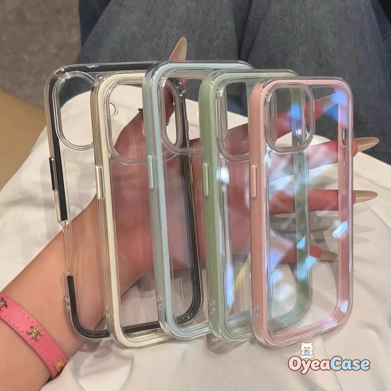 SAMSUNG Dopamine Contrast Color Border Clear Slim CaseสําหรับSamsung Galaxy S26 FE S25 Edge S24 S23 S22 Plus Ultra FE 5G 4GสีสันCandyสี 2in1 Card Holder Soft Summerปกใหม่