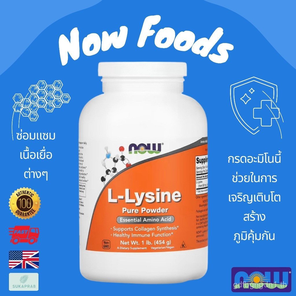 พร้อมส่ง NOW Foods L-Lysine Pure Powder 454 g ไลซีน PDWP