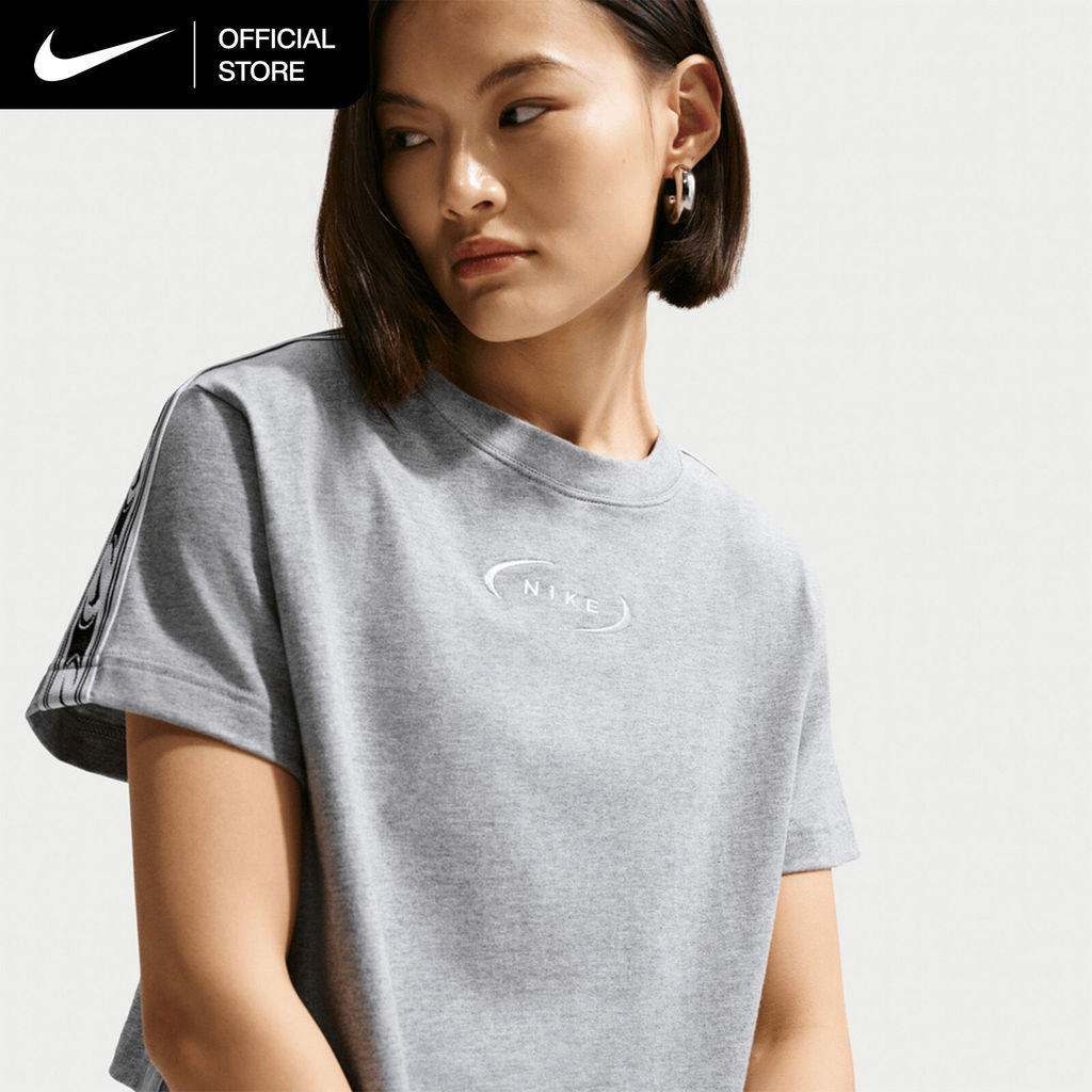 Nike Women's Sportswear Classic Loose Cropped T-Shirt - Dk Grey Heather [IR7870-063]