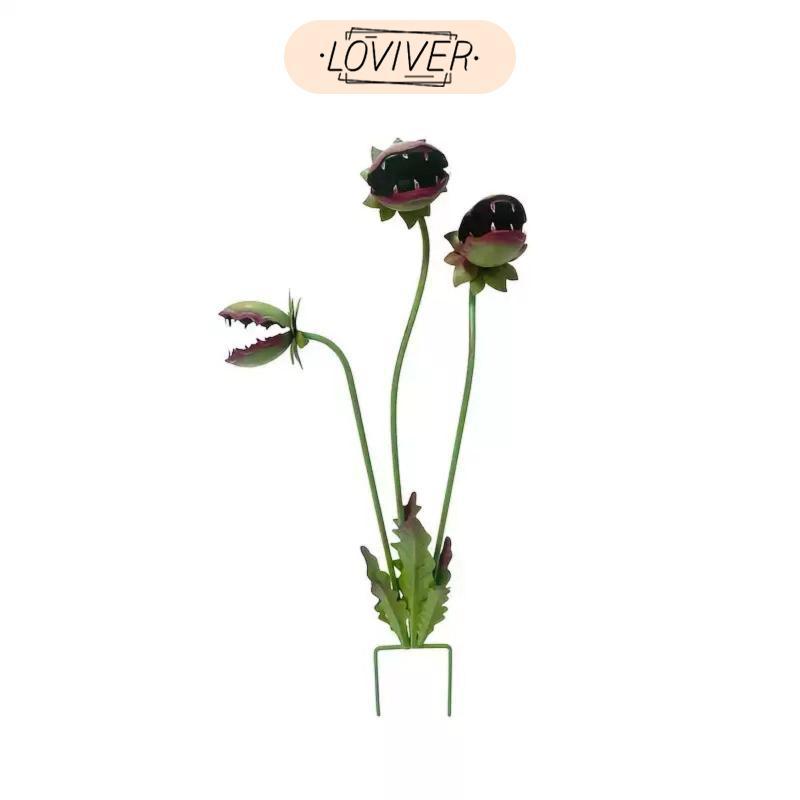 โลหะ Venus Flytrap Stake ยาวนาน Faux Monster พืชกินเนื้อ Stake Eye-Catching Venus Flytrap ตกแต่ง Art