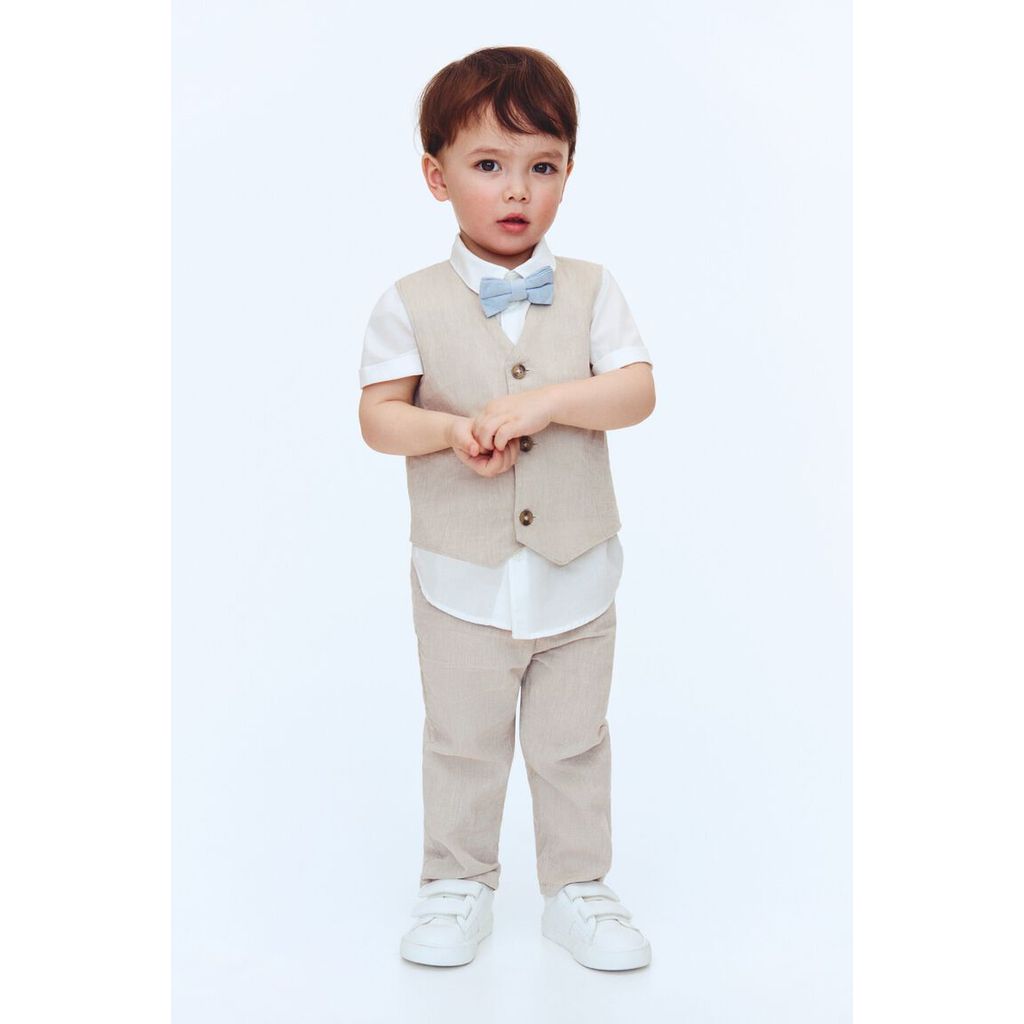 H&M(เอชแอนด์เอ็ม) ชุดเดรสลำลองผ้าลินินผสม 4 ชิ้น Infants 4-piece linen-blend dressy set 1292410_2