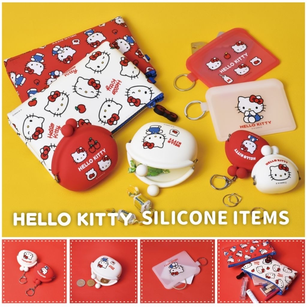 🇯🇵 แท้ พร้อมส่ง กระเป๋าคิตตี้ แบบบิด Sanrio mimi POCHI Hello Kitty Silicone Pouch จากญี่ปุ่น