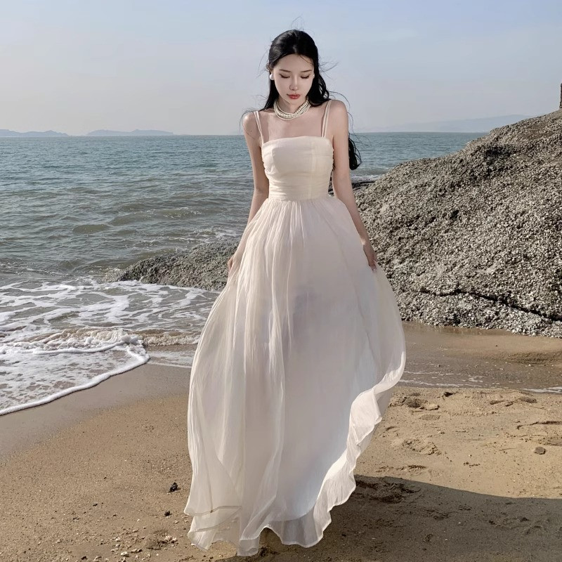 เพชรชีฟอง+ซับใน+ชุดสลิงย้อนยุคพระราชวังฤดูร้อนที่ดีงามทุกวันสวมใส่แสงหรูหรากระโปรงผ้ากอซผู้หญิง