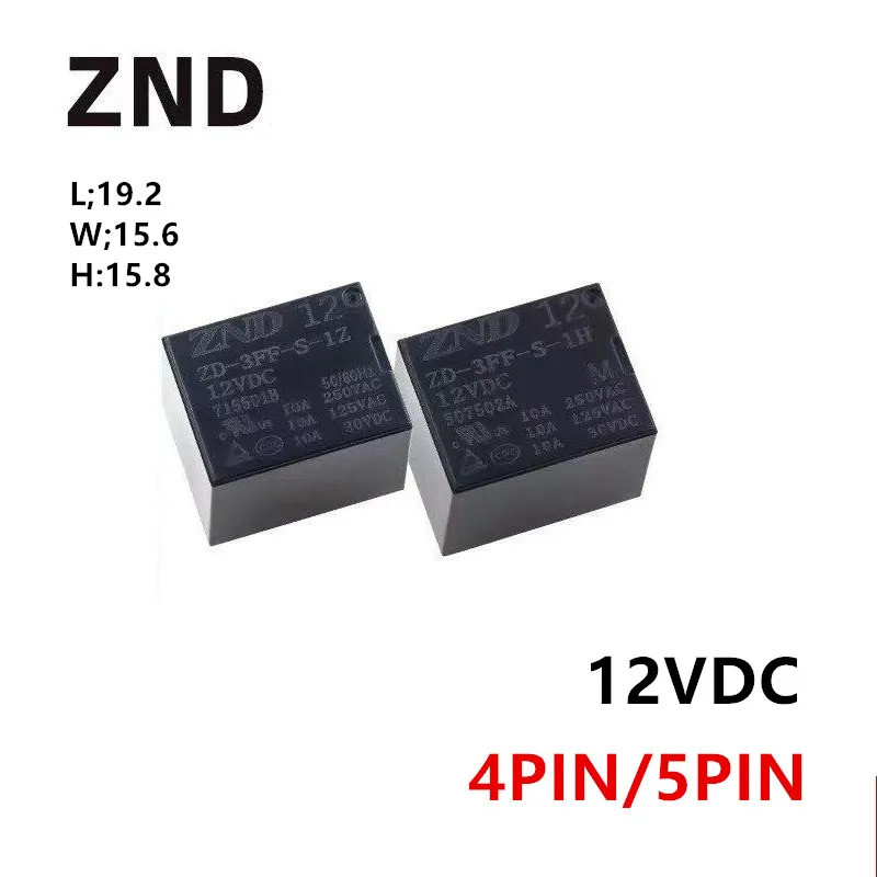 5 ชิ้น ZND รีเลย์ ZD-3FF-S-1H/1Z-M-12VDC 4Pin 5Pin 10A รองรับ SRD HF3FF-012 รีเลย์ไฟ 12V